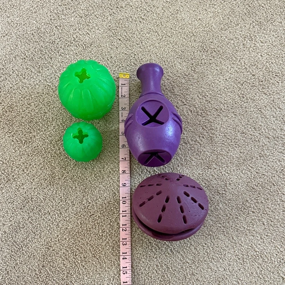 Interactive Purple and Green Dog Treat Puzzle Toy Set Brain Games